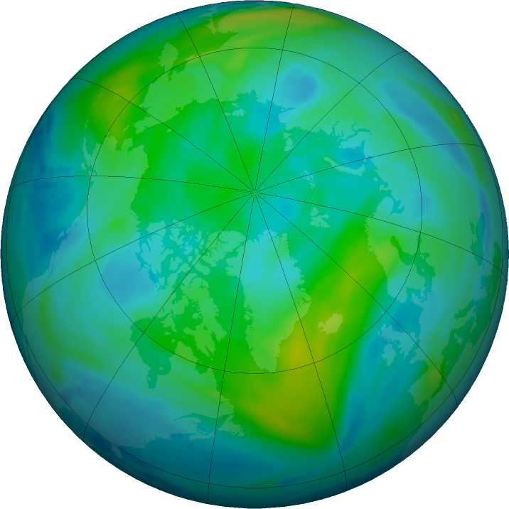 Arctic ozone map for 09 October 2018